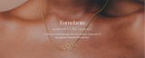 Close-up of a person wearing a gold necklace featuring a melanin molecule pendant. The text Eumelanin appears with its phonetic spelling and definition, highlighting it as the pigment behind black and brown skin tones—a unique piece you can shop to celebrate science in style.